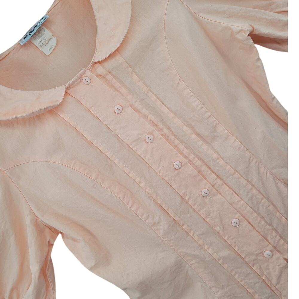 Vintage D Connection California Pastel Peter Pan Collar Pleated Blouse 80s